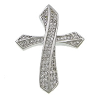 Cubic Zirconia Micro Pave Brass Beads, Cross, plated, micro pave cubic zirconia & hollow Approx 2.5mm 