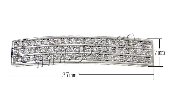 Befestiger Zirkonia Messing Schmuckverbinder, Rechteck, plattiert, Micro pave Zirkonia & 1/1-Schleife, keine, 37x7x3mm, Bohrung:ca. 5x1mm, verkauft von PC