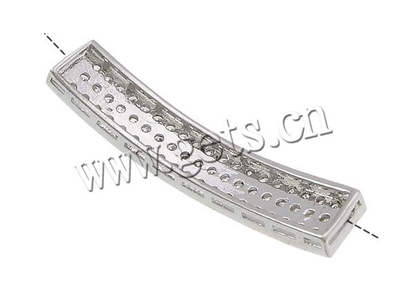 Befestiger Zirkonia Messing Schmuckverbinder, Rechteck, plattiert, Micro pave Zirkonia & 1/1-Schleife, keine, 37x7x3mm, Bohrung:ca. 5x1mm, verkauft von PC