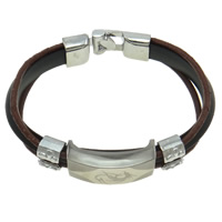 Men Bracelet, Zinc Alloy, with Cowhide & Rubber, plated Approx 7-8 Inch 