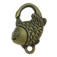 Zinklegierung Ring-Ring Verschluss, Fisch, plattiert, keine, 20x13x6mm, Bohrung:ca. 2mm, 288PCs/Tasche, verkauft von Tasche