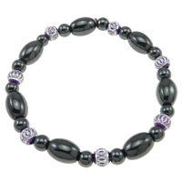 Bracelet hématite non magnétique, avec plastique revêtu de cuivre, noire .5 pouce, Vendu par brin