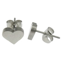 Stainless Steel Stud Earring, Heart, original color 