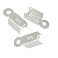 Sterling Silber Schnur Tipps, 925 Sterling Silber, Rechteck, plattiert, keine, 6mm, Bohrung:ca. 1.5mm, verkauft von PC