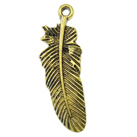 Pendentifs plume en alliage de zinc, forme de plume, Plaquage normal, plus de couleurs à choisir, sans cadmium Environ 3.5mm, Environ Vendu par kg