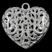 Zinc Alloy Heart Pendants, plated, hollow Approx 5mm 