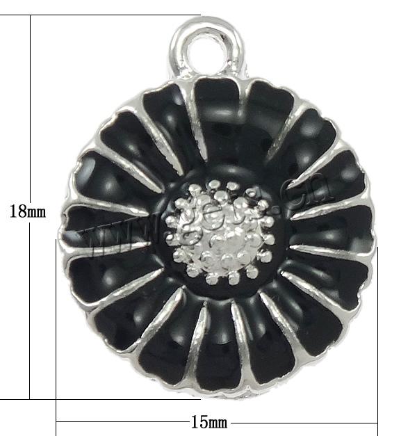 Zink Legierung Emaille Anhänger , Zinklegierung, Blume, plattiert, keine, frei von Nickel, 18x15mm, Bohrung:ca. 2mm, verkauft von PC