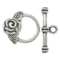 Zinc Alloy Toggle Clasp, Flower, single-strand nickel, lead & cadmium free 