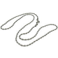 Acier inoxydable 304 collier de chaîne, avec fermoir mousqueton & chaîne de corde, couleur originale, sans cadmium, 3mm Environ 24 pouce, Vendu par brin