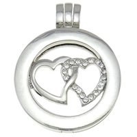 Zinc Alloy Floating Locket Pendant, Flat Round, plated, Customized & with rhinestone nickel, lead & cadmium free Approx 