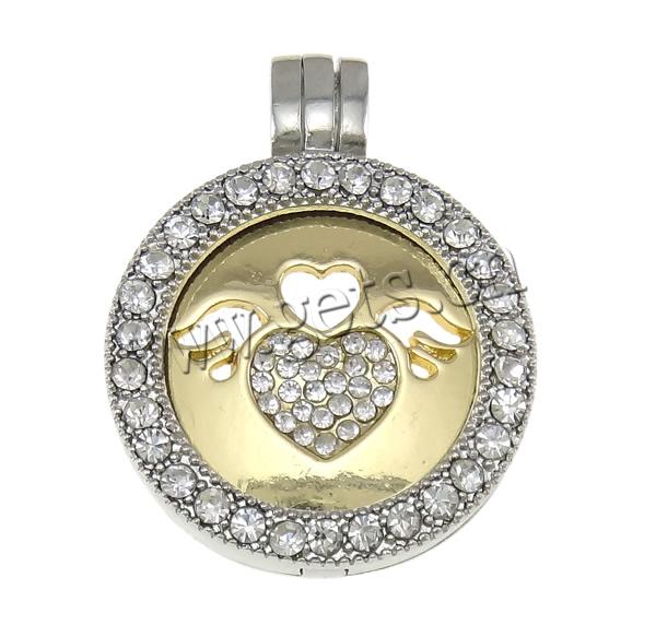 Zinc Alloy Floating Charm Pendant, Flat Round, plated, Customized & with rhinestone, more colors for choice, nickel, lead & cadmium free, 28x36x6mm, Hole:Approx 4x6mm, Sold By PC