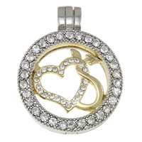 Zinc Alloy Floating Charm Pendant, Flat Round, plated, Customized & with rhinestone nickel, lead & cadmium free Approx 