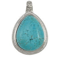 laiton Pendentif, avec turquoise, larme, bleu, protéger l'environnement, sans nickel, plomb et cadmium Environ 7mm, Vendu par PC