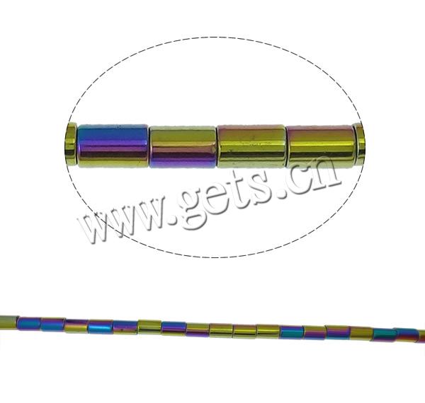 Hematita no magnética Abalorio, Tubo, chapado, más colores para la opción, agujero:aproximado 1mm, longitud:aproximado 15.7 Inch, Vendido por Sarta