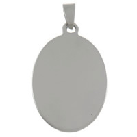 Stainless Steel Tag Charm, Flat Oval, original color Approx 