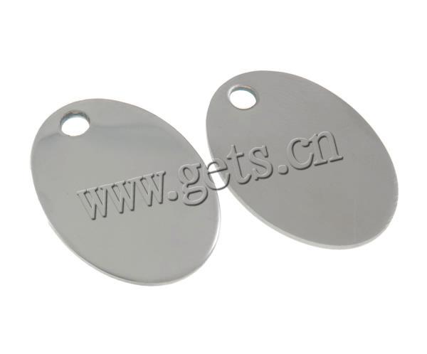 Stainless Steel Tag Charm, Flat Oval, more sizes for choice, original color, Hole:Approx 3mm, Sold By PC