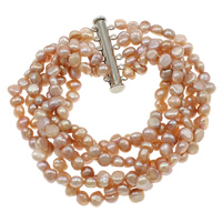 Freshwater Pearl Bracelet, brass slide clasp , 5-6mm .5 Inch 