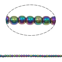 Non- magnetische Hämatit Perle, rund, plattiert, verschiedene Größen vorhanden, regenbogenfarben, Bohrung:ca. 0.8-1.7mm, Länge:ca. 16 ZollInch, verkauft von Strang