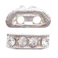 Moda Puente Rhinestone Spacer, diamantes de imitación, con aleación de zinc, Rectángular, chapado, 2-sarta, más colores para la opción, 5x11mm, Vendido por UD