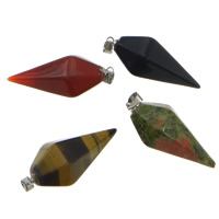 Gemstone Brass Pendants, pendulum, platinum color plated, faceted Approx 