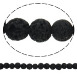 Perles de lave naturelle, lave volcanique, Rond, multiple tailles pour le choix, noire Environ 1mm Environ 15.7 pouce, Vendu par brin