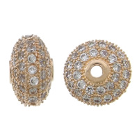 Cubic Zirconia Micro Pave Brass Beads, Rondelle, plated, micro pave cubic zirconia & hollow Approx 2mm 