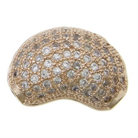 Cubic Zirconia Micro Pave Brass Beads, Bean, plated, micro pave cubic zirconia Approx 2mm 