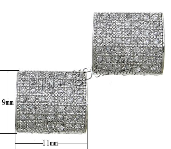 Cubic Zirconia Micro Pave Brass Beads, Rectangle, plated, micro pave cubic zirconia, more colors for choice, 14x9x7mm, Hole:Approx 2.5mm, Sold By PC