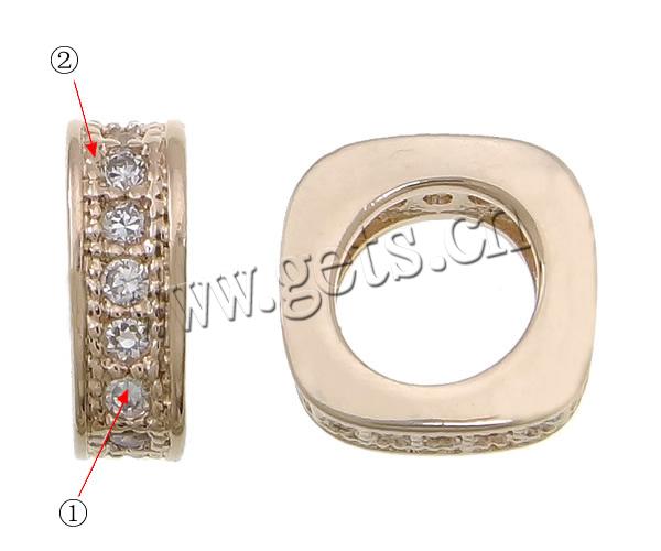 Cúbicos Circonia de Micro pavimenta Latón Europeo bolas, metal, Cuadrado, chapado, micro arcilla de zirconia cúbica & sin rosca, más colores para la opción, 3x8mm, agujero:aproximado 5mm, Vendido por UD