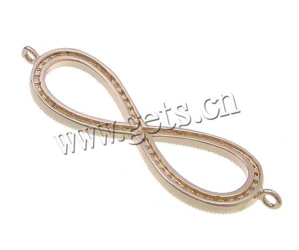 Conector de Micro Pavé de Zirconía Cúbica en Latón, metal, Infinito, chapado, micro arcilla de zirconia cúbica & 1/1 aro, más colores para la opción, 42x13x2mm, agujero:aproximado 1.5mm, Vendido por UD