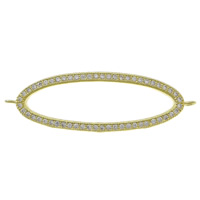 Cubic Zirconia Micro Pave Brass Connector, Flat Oval, plated, micro pave cubic zirconia & 1/1 loop Approx 1.5mm 