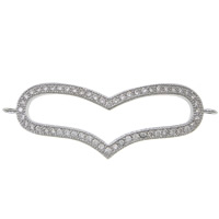 Cubic Zirconia Micro Pave Brass Connector, Heart, plated, micro pave cubic zirconia & 1/1 loop Approx 1.5mm 