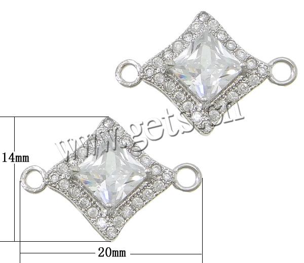 Conector de Micro Pavé de Zirconía Cúbica en Latón, metal, Rombo, chapado, micro arcilla de zirconia cúbica & facetas & 1/1 aro, más colores para la opción, 20x14x5mm, agujero:aproximado 2mm, Vendido por UD