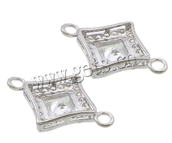 Conector de Micro Pavé de Zirconía Cúbica en Latón, metal, Rombo, chapado, micro arcilla de zirconia cúbica & facetas & 1/1 aro, más colores para la opción, 20x14x5mm, agujero:aproximado 2mm, Vendido por UD