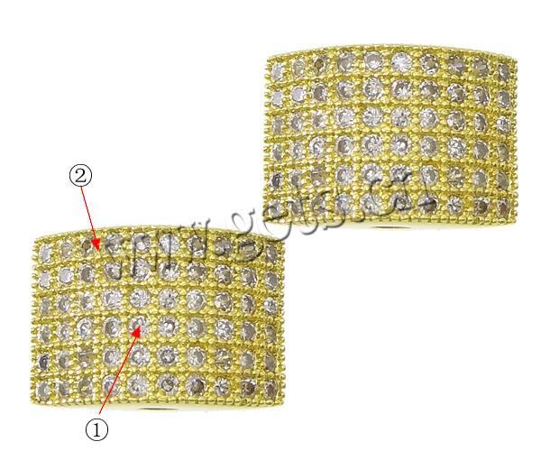 Кубический Бусы циркония микро проложить, Латунь, Прямоугольная форма, Другое покрытие, микро проложить 60 шт кубического циркония & отверстие, Много цветов для выбора, 11x8x5mm, отверстие:Приблизительно 2mm, продается PC
