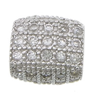 Cubic Zirconia Micro Pave Brass Beads, Drum, plated, micro pave cubic zirconia & large hole Approx 3.5mm 