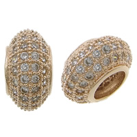 Cubic Zirconia Micro Pave Brass Beads, Drum, plated, micro pave cubic zirconia & without troll Approx 4mm 