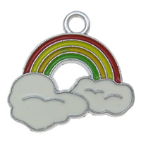 Zink-Legierung Cartoon -Anhänger, Zinklegierung, Regenbogen, Emaille, farbenfroh, frei von Nickel, Blei & Kadmium, 24x16x2mm, Bohrung:ca. 2mm, verkauft von PC