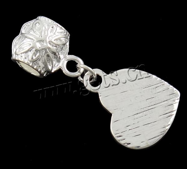 Zink Legierung Europa Anhänger, Zinklegierung, Herz, plattiert, ohne troll & mit Strass, keine, 15x19x3mm, Bohrung:ca. 4mm, Länge:34 , verkauft von PC