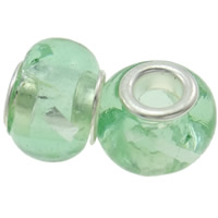 Silber Doppel-Kern-Lampwork-Europa-Perlen, Lampwork, Rondell, silberfarben plattiert, Kupfernickel-Dual-Core ohne troll, keine, Bohrung:ca. 5mm, verkauft von PC