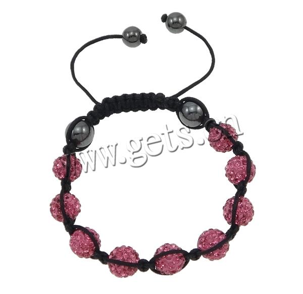 Mode Woven Ball Schmucksets, Strass Ton befestigte Perelen, Armband & Ohrring, mit Wachsschnur & Hämatit, gewebt, keine, 10mm, 8mm, Länge:ca. 7-11 ZollInch, verkauft von setzen