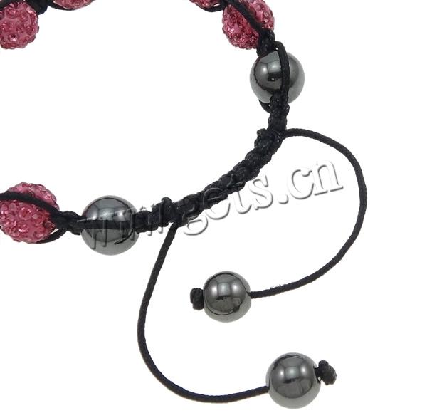 Mode Woven Ball Schmucksets, Strass Ton befestigte Perelen, Armband & Ohrring, mit Wachsschnur & Hämatit, gewebt, keine, 10mm, 8mm, Länge:ca. 7-11 ZollInch, verkauft von setzen