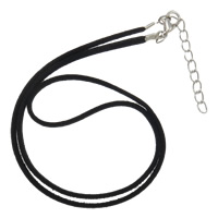 Wolle Halsband, Wollschnur, mit Eisenkette, Zinklegierung Karabinerverschluss, mit Verlängerungskettchen von 1.5Inch, Platinfarbe platiniert, mit Verlängerungskettchen, keine, 2.5mm, Länge:ca. 17 ZollInch, verkauft von Strang