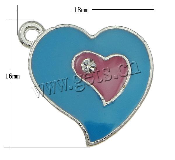 Zinc Alloy Enamel Pendants, Heart, platinum color plated, more colors for choice, 19x16mm, Hole:Approx 2mm, Sold By PC