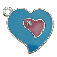 Zinc Alloy Enamel Pendants, Heart, platinum color plated Approx 2mm 