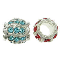 Rhinestone Zinc Alloy European Beads, Drum, plated nickel, lead & cadmium free Approx 6mm 