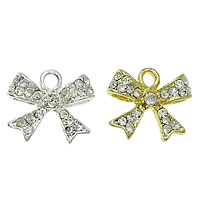 Zinc Alloy Bowkont Pendants, with Rhinestone, Ribbon, plated, with rhinestone nickel, lead & cadmium free Approx 2mm 