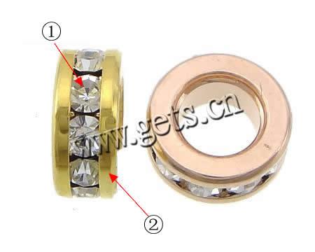 Cuentas Zirconia micro pavimenta cúbicos, metal, Donut, chapado, micro arcilla de zirconia cúbica & agujero largo, más colores para la opción, 3x7mm, agujero:aproximado 3.5mm, Vendido por UD