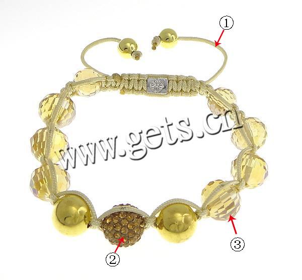 Pulseras de Cristal Estilo Woven Ball, diamantes de imitación, con Cordón de cera & Cristal, hecho a mano, 8-12mm, longitud:aproximado 8-11 Inch, Vendido por Sarta