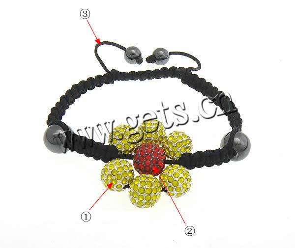 Zinc Alloy Woven Ball Bracelets, with Wax Cord & Hematite, handmade, more colors for choice, 32mm, 10mm, 8mm, Length:Approx 6-10 Inch, Sold By Strand